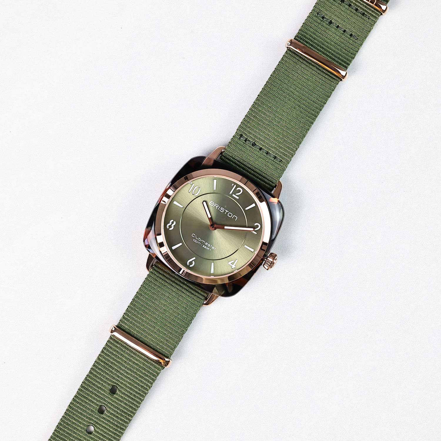 Briston Clubmaster Chic HM - Gold, Olive Green, 36mm Quartz